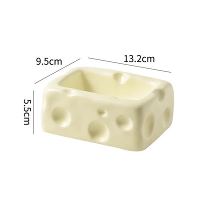 Cute Ceramic Pet Bowl with Cheese Shape