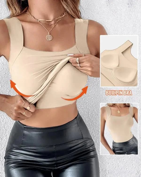 🏆Last Day Special Price💐Women's U Neck Tank Tops with Built-In Bra
