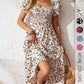 🌈2026 Summer Hot Sale 50% OFF!✨Square Neck Floral Midi Dress – Smocked Bodice, Flowy Tiered Skirt, Romantic 🌸