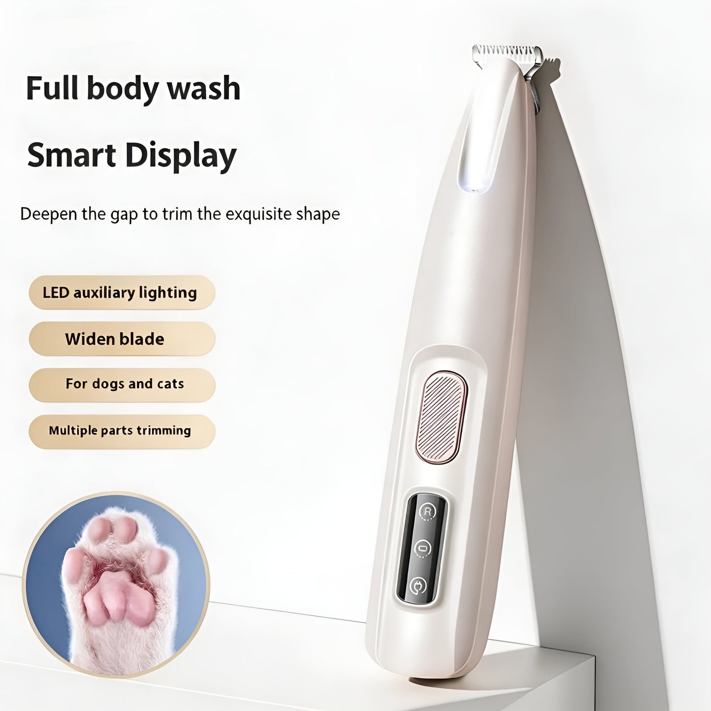 PawGlow Illuminated Pet Paw Hair Trimmer For Precise Grooming