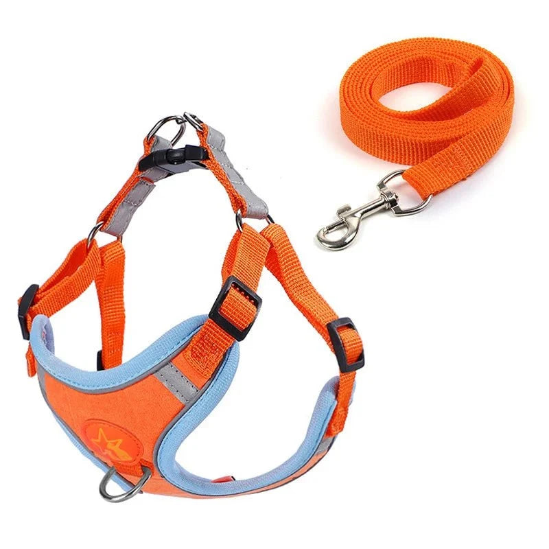 Dogs Harness Vest Walking Traction Rope Reflective Straps Soft Mesh