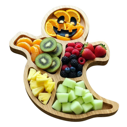 🎃👻2025 New Arrivals✨Halloween Ghost Shaped Bamboo Serving Tray
