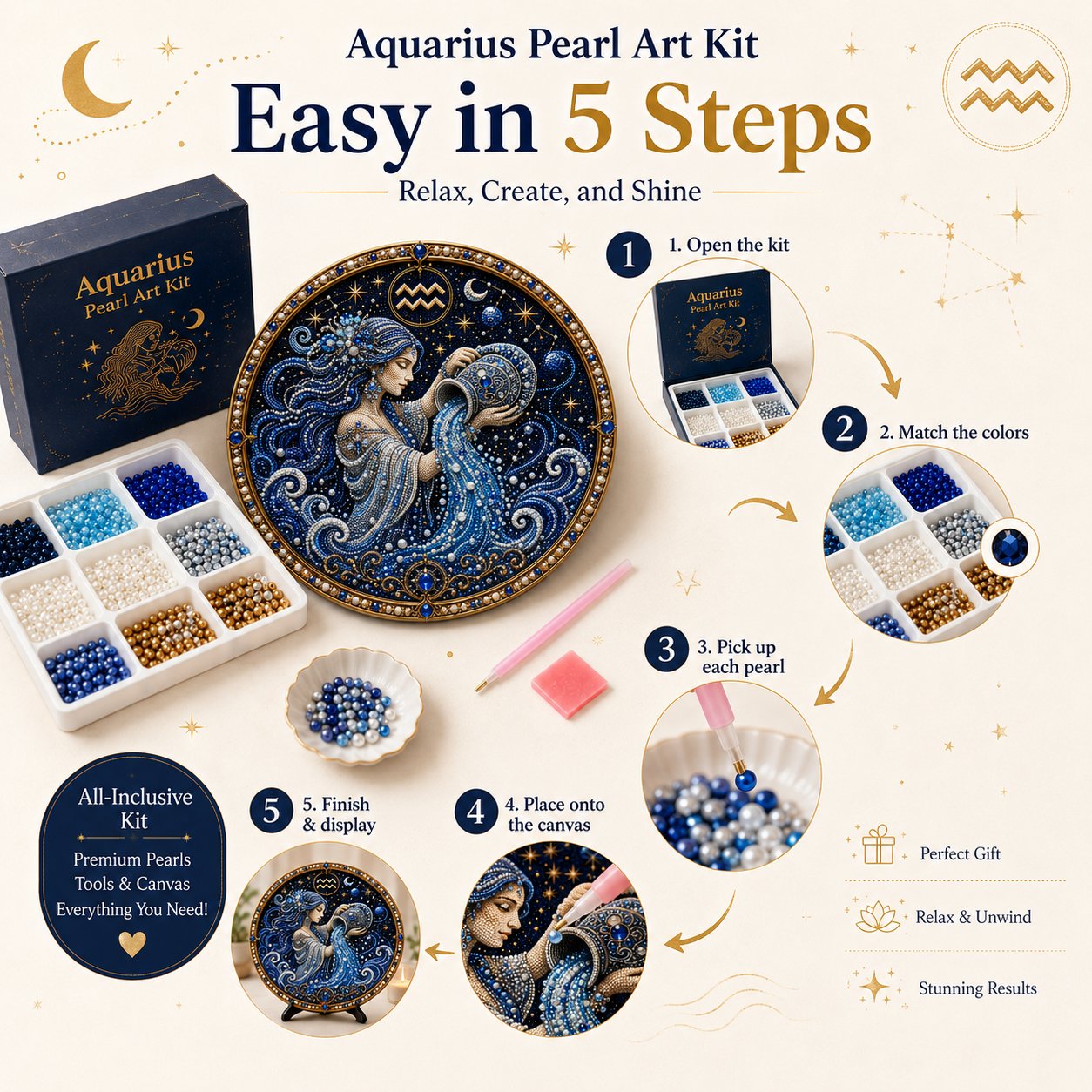 ⏳49% Discount Limited Time⏳3D Pearl 12 Zodiac Signs DIY Astrology Art Kit