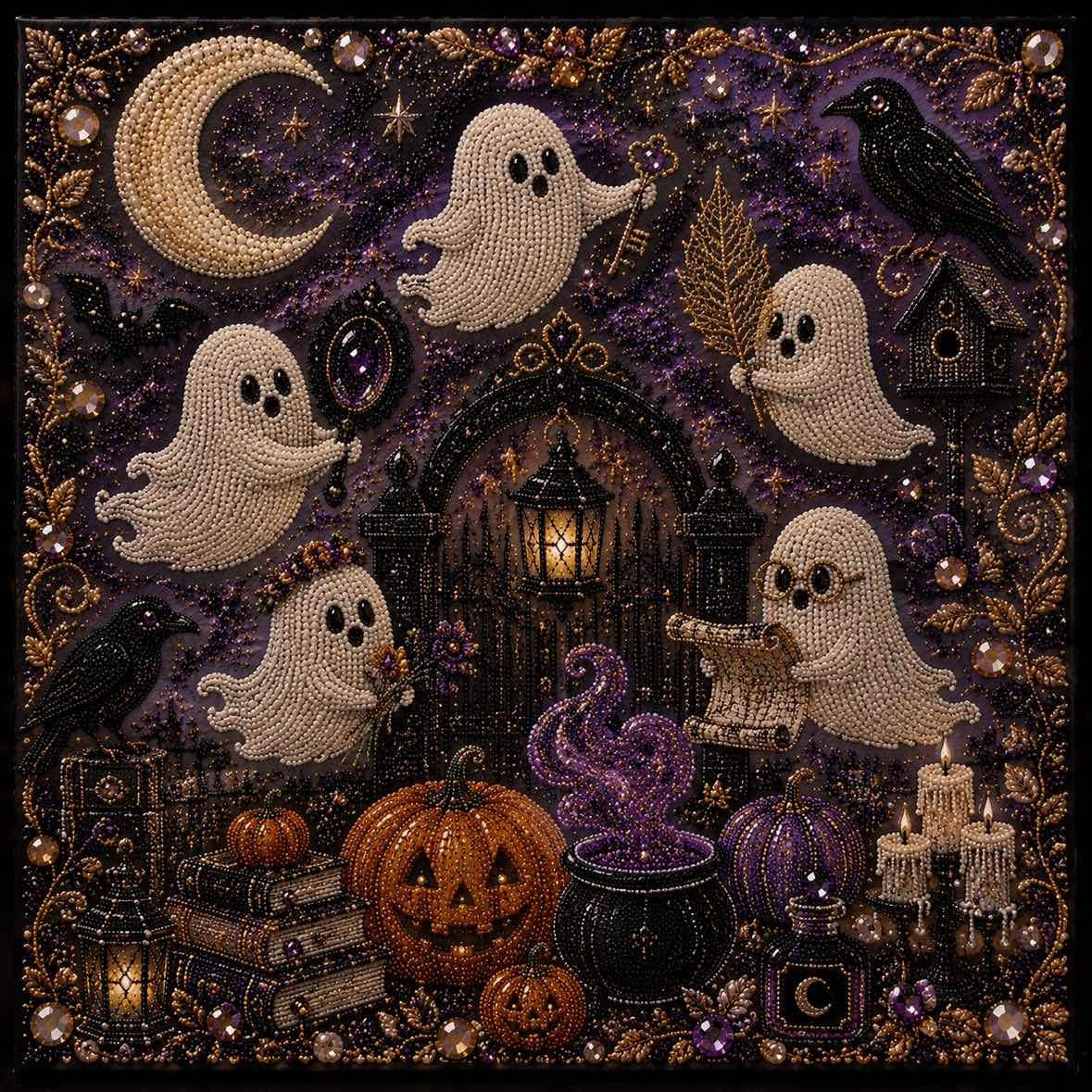 Ghost Pumpkin 3D Pearl Mosaic DIY Art Kit
