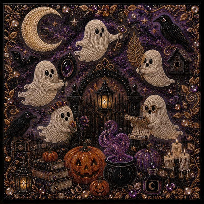 Ghost Pumpkin 3D Pearl Mosaic DIY Art Kit