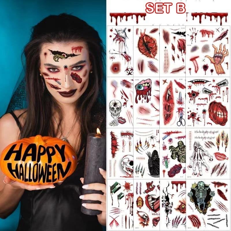 Halloween Prank Temporary Makeup Tattoo😈Realistic and Easy to Remove
