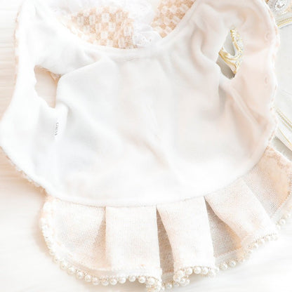 Royal Teddy: Fleece Pearl Bear Dress & Vest for Small Dog