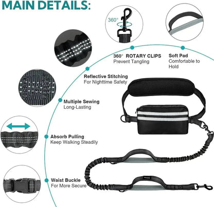 Hands-free Dog Leash with Storage Pouch