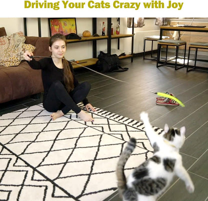 Interactive Feather Wand Cat Toy Set
