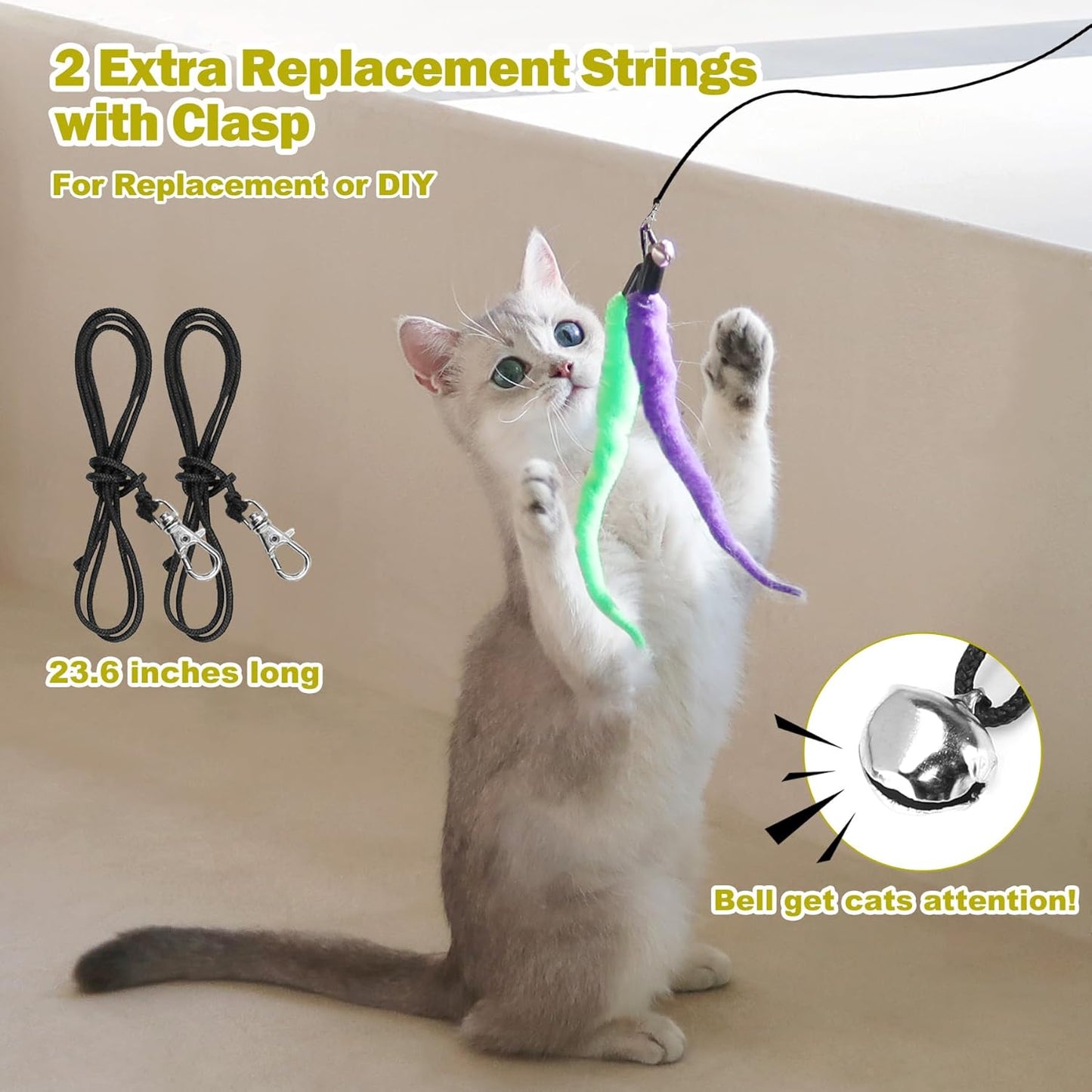 Interactive Feather Wand Cat Toy Set