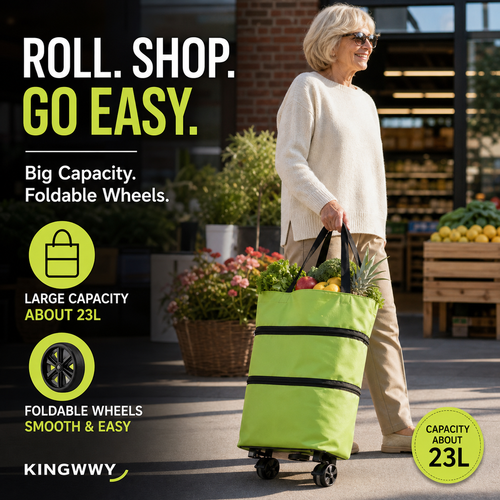 🛍️ Online einkaufen & sparen ✨🛢️2-in-1 faltbarer Einkaufswagen – tragbarer Roll-Einkaufstrolley