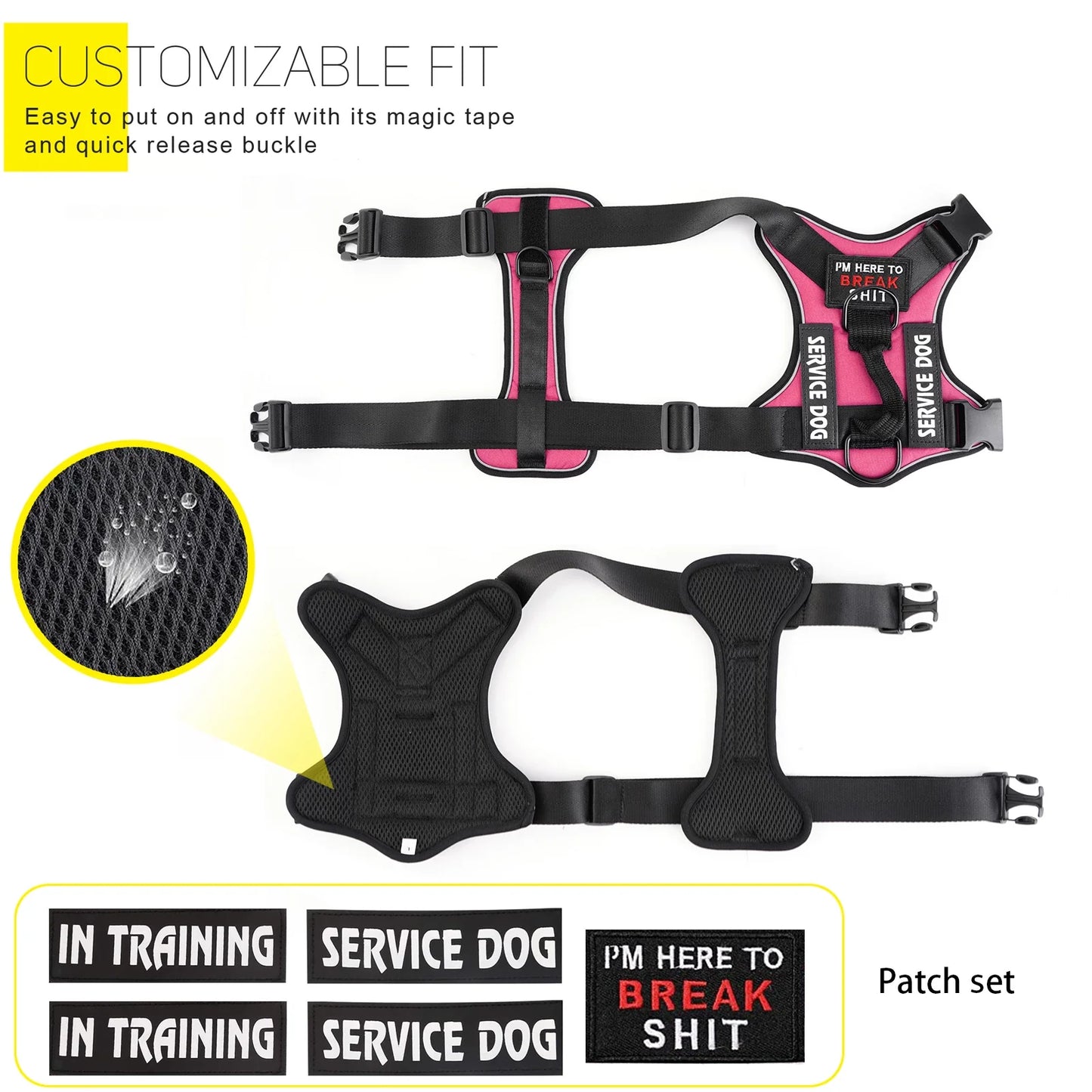 No Pull Reflective Tactical Vest Style Dog Harness For Outdoor Training Walking
