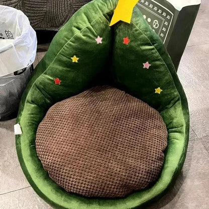 Pet Bed Plush Warm Basket Christmas