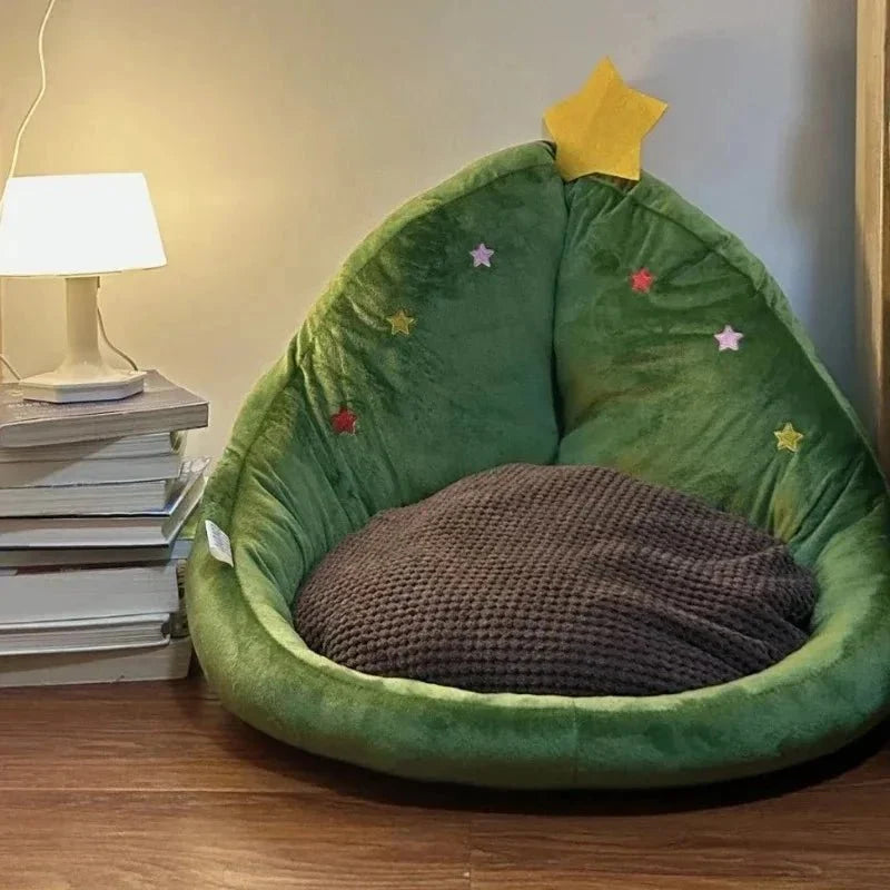 Pet Bed Plush Warm Basket Christmas
