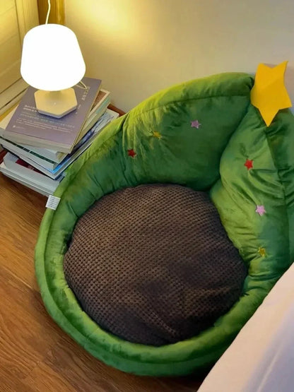 Pet Bed Plush Warm Basket Christmas