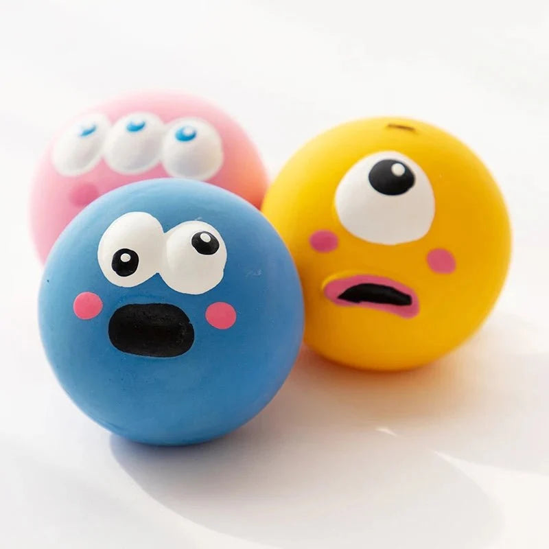 3PCS Pet Squeaky Toys Chewing Rubber Ball Set