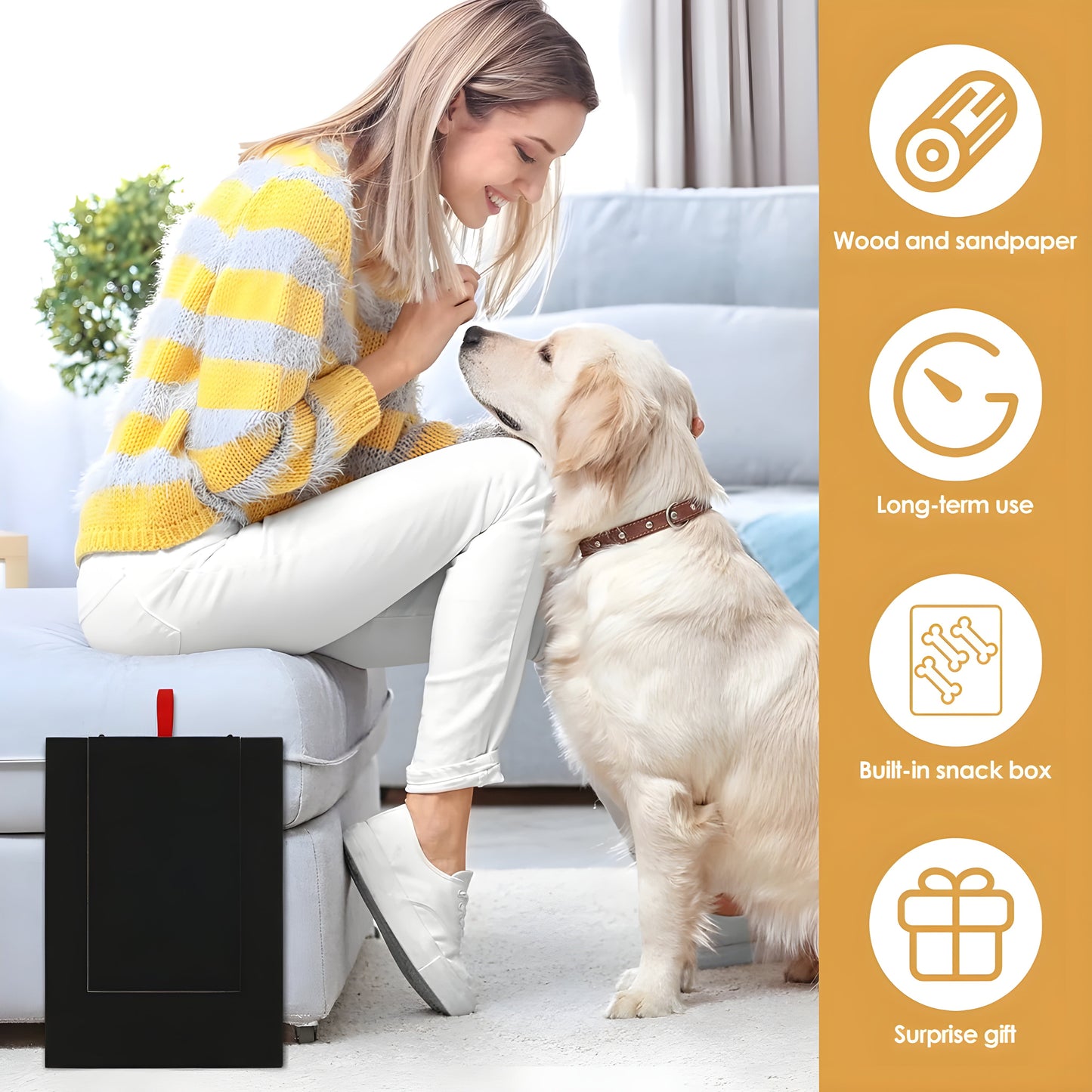 Wooden Dog Nail Scratch Board With Built-In Treat Storage Box