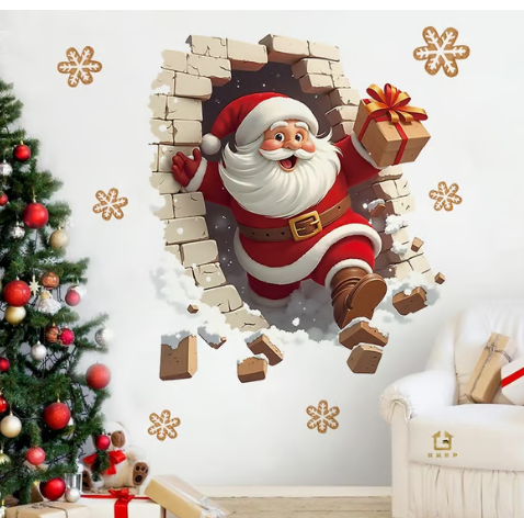 🎁Oferta de Navidad - Solo $17.99🎄🎅 Pegatinas de pared 3D de Navidad – Decoración creativa para el hogar en estas fiestas