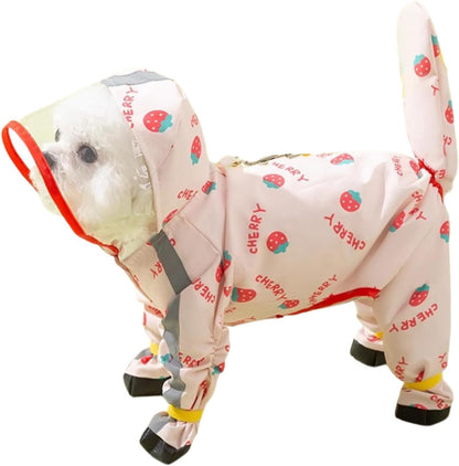 Small Dog Raincoat & Rain Shoes Set,Full-Coverage