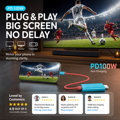 🔌JETZT 50% RABATT! ✨USB‑C auf HDMI Adapterkabel für Switch, PD 100W Schnellladeanschluss, Plug‑and‑Play Videokonvertierungskabel für Gaming & Bildschirmprojektion