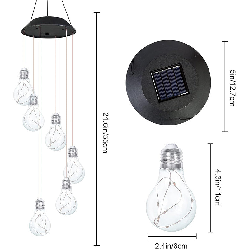 🌠💡Colorful LED Solar-Powered Light Bulb Wind Chimes🌈