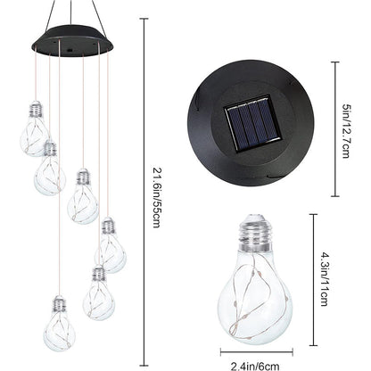 🌠💡Colorful LED Solar-Powered Light Bulb Wind Chimes🌈