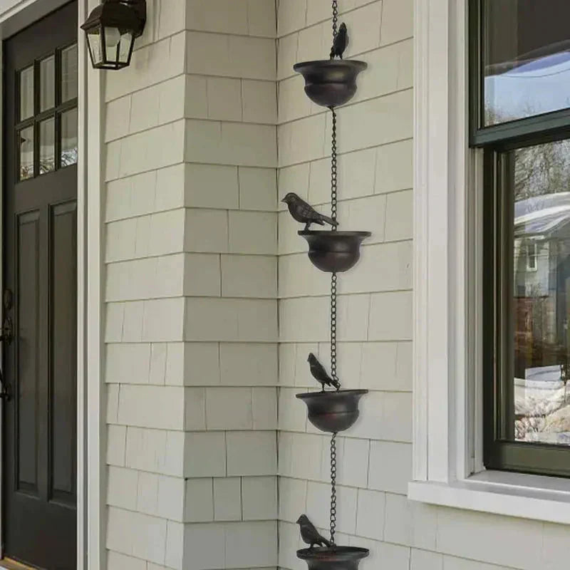 🔥Where Rain Meets Art – Decorative Rain Chain with Bird Bath Design