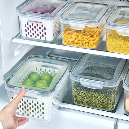 ⚡Flash Sale 50% RABATT🍇3er-Set Obstaufbewahrungsbehälter für den Kühlschrank mit abnehmbarem Sieb