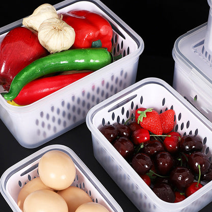 ⚡Flash Sale 50% RABATT🍇3er-Set Obstaufbewahrungsbehälter für den Kühlschrank mit abnehmbarem Sieb
