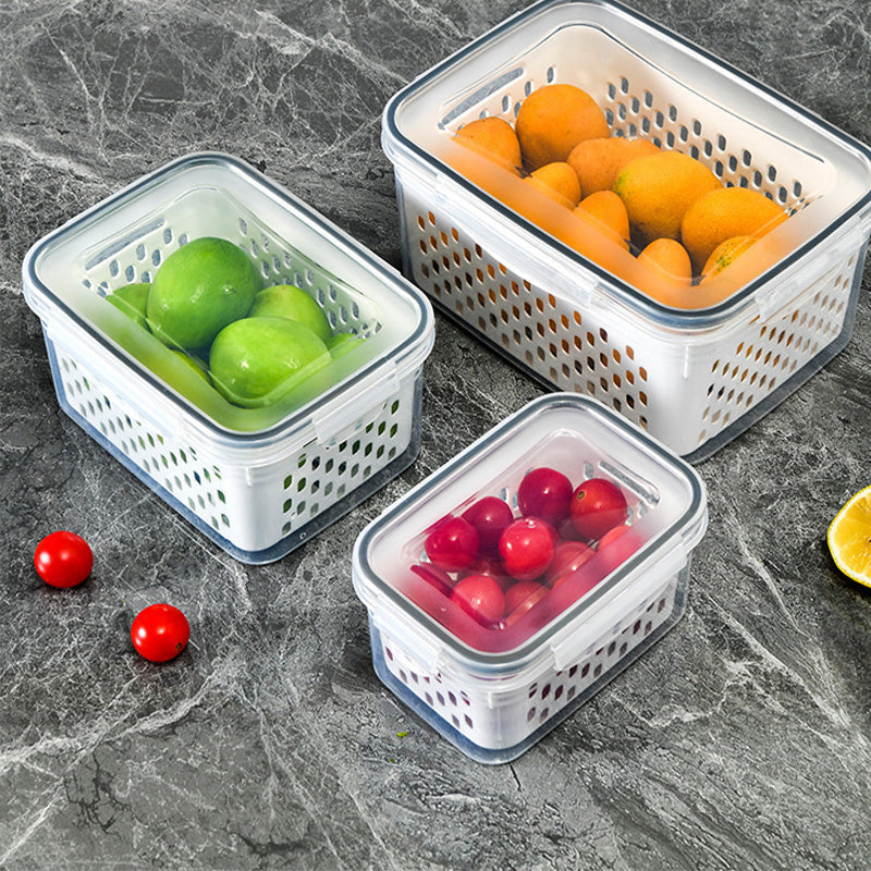 ⚡Flash Sale 50% RABATT🍇3er-Set Obstaufbewahrungsbehälter für den Kühlschrank mit abnehmbarem Sieb