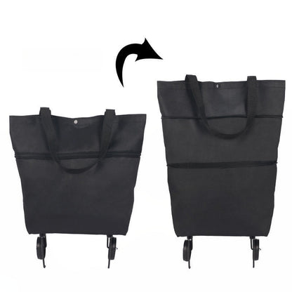 🛍️ Online einkaufen & sparen ✨🛢️2-in-1 faltbarer Einkaufswagen – tragbarer Roll-Einkaufstrolley