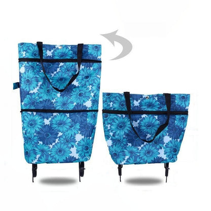 🛍️ Online einkaufen & sparen ✨🛢️2-in-1 faltbarer Einkaufswagen – tragbarer Roll-Einkaufstrolley