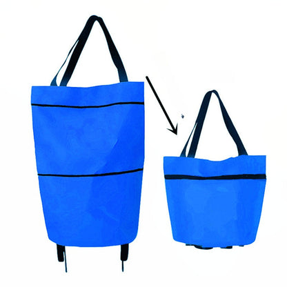 🛍️ Online einkaufen & sparen ✨🛢️2-in-1 faltbarer Einkaufswagen – tragbarer Roll-Einkaufstrolley