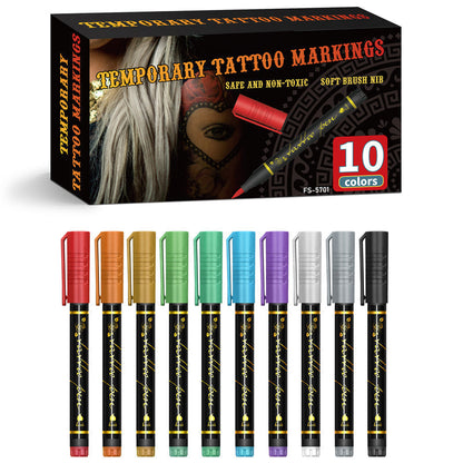 🌈Hot Sale 49% OFF🎨10-Color Temporary Tattoo Markers Set