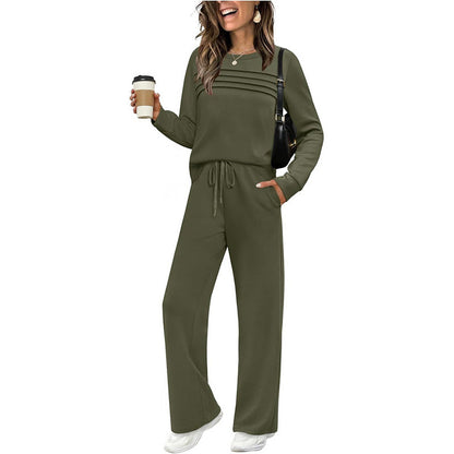 🔥LAST DAY SALE 60% OFF👍✨Women's Crew Neck Top & Drawstring Pants Set