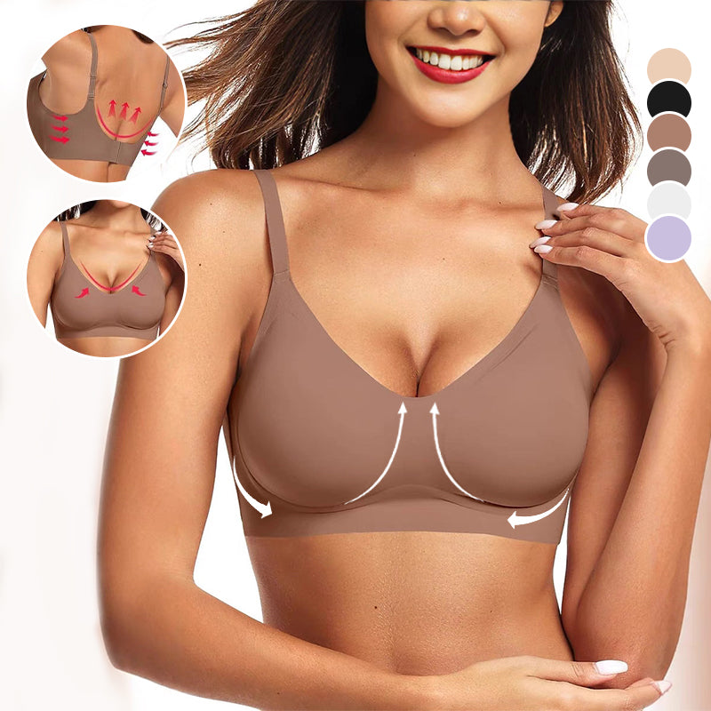 🏆 Last Day Special Price! 💐Jelly Wireless Womens Comfortable Wireless Bras Push Up Bralettes Seamless Tshirts Bras Deep V Everyday Bras