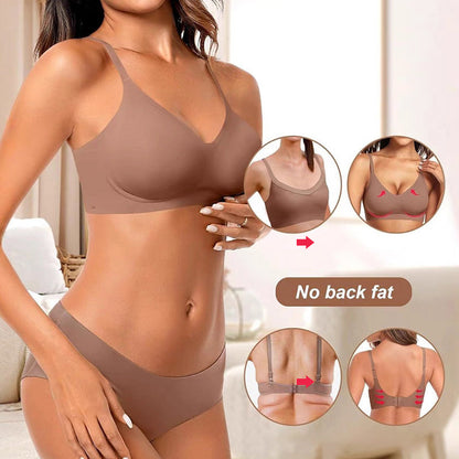 🏆 Last Day Special Price! 💐Jelly Wireless Womens Comfortable Wireless Bras Push Up Bralettes Seamless Tshirts Bras Deep V Everyday Bras