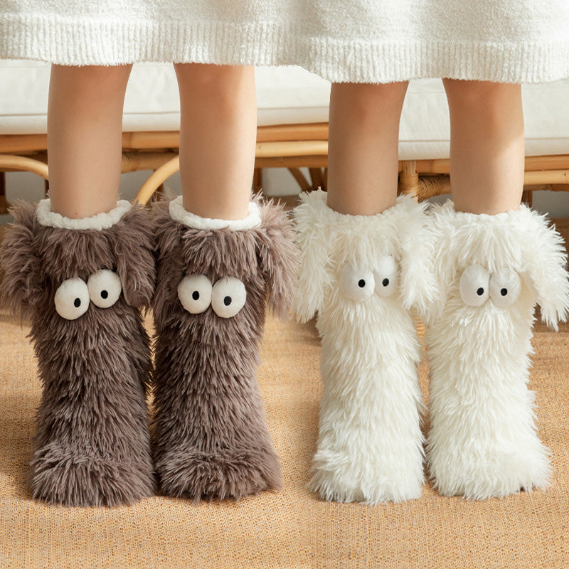 💗LETZTER TAG – 50 % RABATT⚡Über 50.000 verkauft💕Damen Plüsch Hausschuhsocken Bodensocken Winter Zuhause Indoor Verdickte Fleece-gefütterte Anti-Rutsch-Socken Erwachsene Damen Plüsch Schneesocken Schuhüberzieher