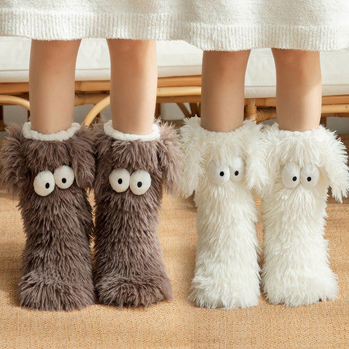 💗LETZTER TAG – 50 % RABATT⚡Über 50.000 verkauft💕Damen Plüsch Hausschuhsocken Bodensocken Winter Zuhause Indoor Verdickte Fleece-gefütterte Anti-Rutsch-Socken Erwachsene Damen Plüsch Schneesocken Schuhüberzieher