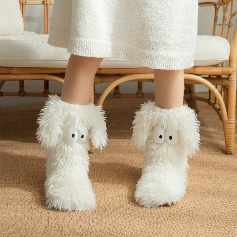 💗LETZTER TAG – 50 % RABATT⚡Über 50.000 verkauft💕Damen Plüsch Hausschuhsocken Bodensocken Winter Zuhause Indoor Verdickte Fleece-gefütterte Anti-Rutsch-Socken Erwachsene Damen Plüsch Schneesocken Schuhüberzieher