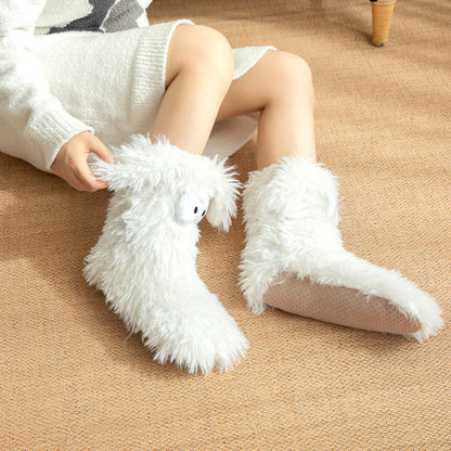 💗LETZTER TAG – 50 % RABATT⚡Über 50.000 verkauft💕Damen Plüsch Hausschuhsocken Bodensocken Winter Zuhause Indoor Verdickte Fleece-gefütterte Anti-Rutsch-Socken Erwachsene Damen Plüsch Schneesocken Schuhüberzieher
