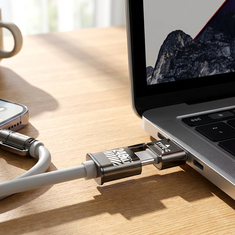 🔌 Hochleistungs-4-in-1-Schnellladekabel, 240W PD Multi-Interface-Ladekabel, USB-A/USB-C auf Typ-C/Lightning, Universelles Schnellladekabel für Telefone & Laptops