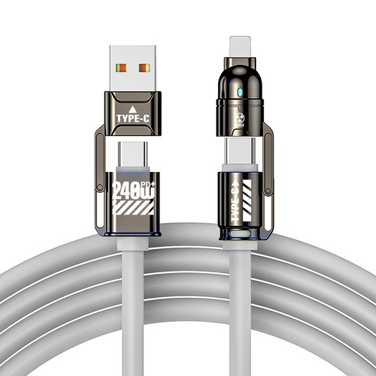 🔌 Hochleistungs-4-in-1-Schnellladekabel, 240W PD Multi-Interface-Ladekabel, USB-A/USB-C auf Typ-C/Lightning, Universelles Schnellladekabel für Telefone & Laptops