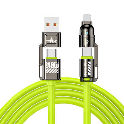 🔌 Cable de carga rápida 4 en 1 de alta potencia, cable de carga multiinterfaz PD de 240 W, USB-A/USB-C a Tipo-C/Lightning, cable de carga rápida universal para teléfonos y computadoras portátiles