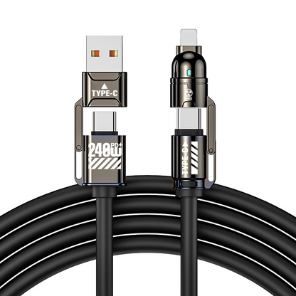 🔌 Hochleistungs-4-in-1-Schnellladekabel, 240W PD Multi-Interface-Ladekabel, USB-A/USB-C auf Typ-C/Lightning, Universelles Schnellladekabel für Telefone & Laptops