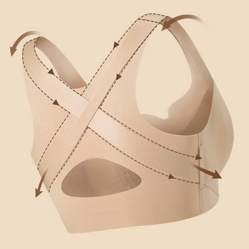 Women's Front Closure Seamless Back Support Posture Bra