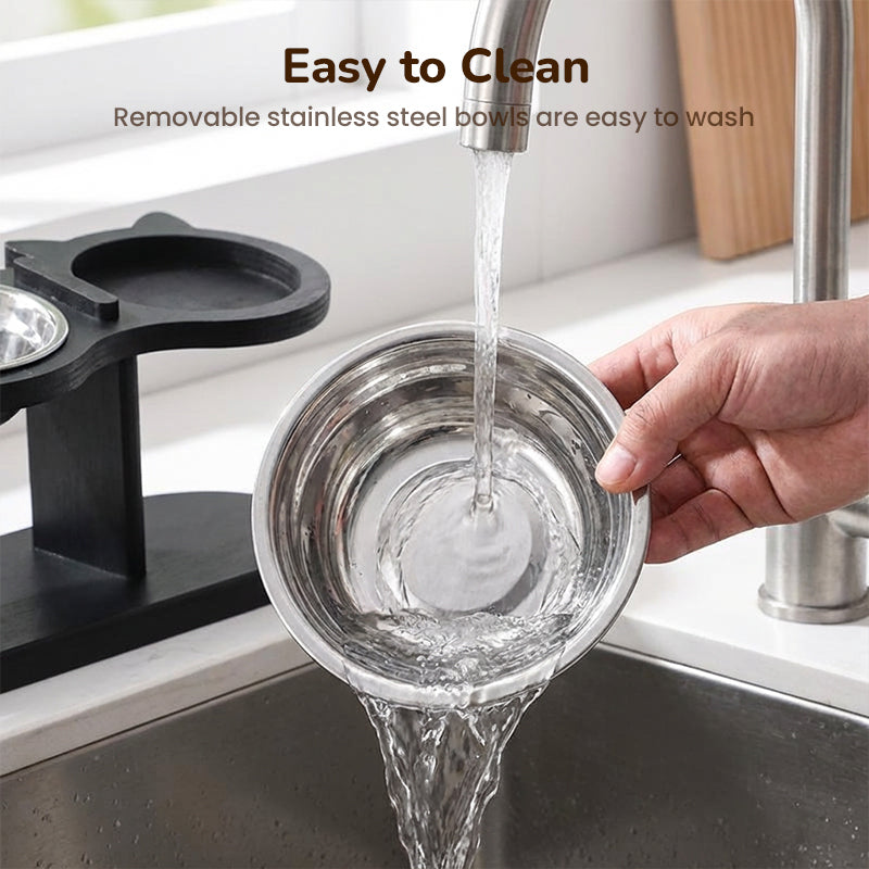 Anti-Slip Elevated 3-Bowl Pet Feeder Comfort Food Water Station For Pets