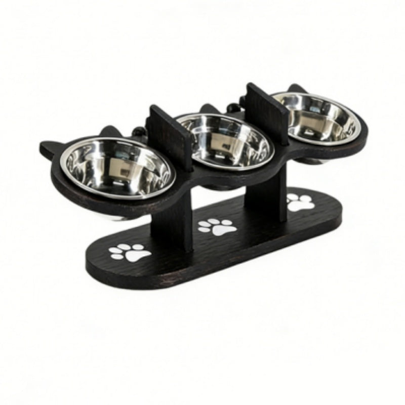 Anti-Slip Elevated 3-Bowl Pet Feeder Comfort Food Water Station For Pets