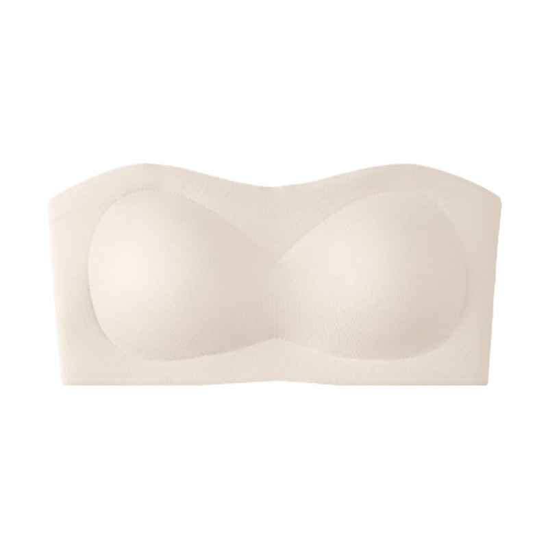 ⛱️Last Day💞Womens Strapless Bras Push Up Bandeau Bra Non Slip Wireless Supportive Padded Bras Seamless Comfortable Tube Jelly Bra