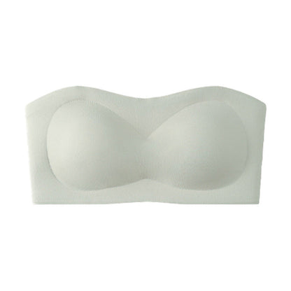 ⛱️Last Day💞Womens Strapless Bras Push Up Bandeau Bra Non Slip Wireless Supportive Padded Bras Seamless Comfortable Tube Jelly Bra